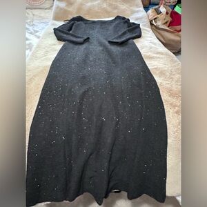 Eliza J Black Crepe Sparkle Sleeve Evening Maxi Dress 10P Wedding Holidays